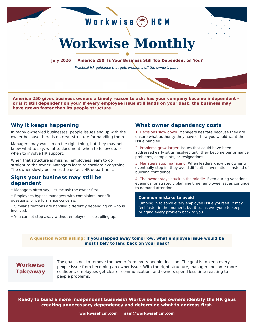 Workwise Monthly July 2026 cover